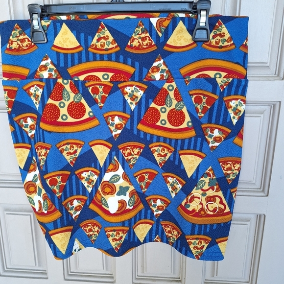 Lula Roe Skirt Casual Bright Print SzL Polyester Short Pullon Wide Band Waist - Picture 5 of 9